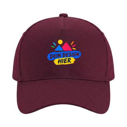 Unisex 5 Panel Cap Burgundy