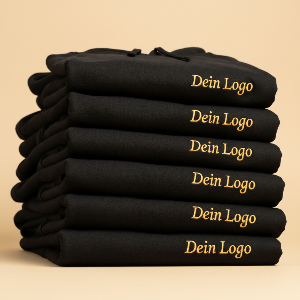 Gestapelte Hoodies mit Dein Logo